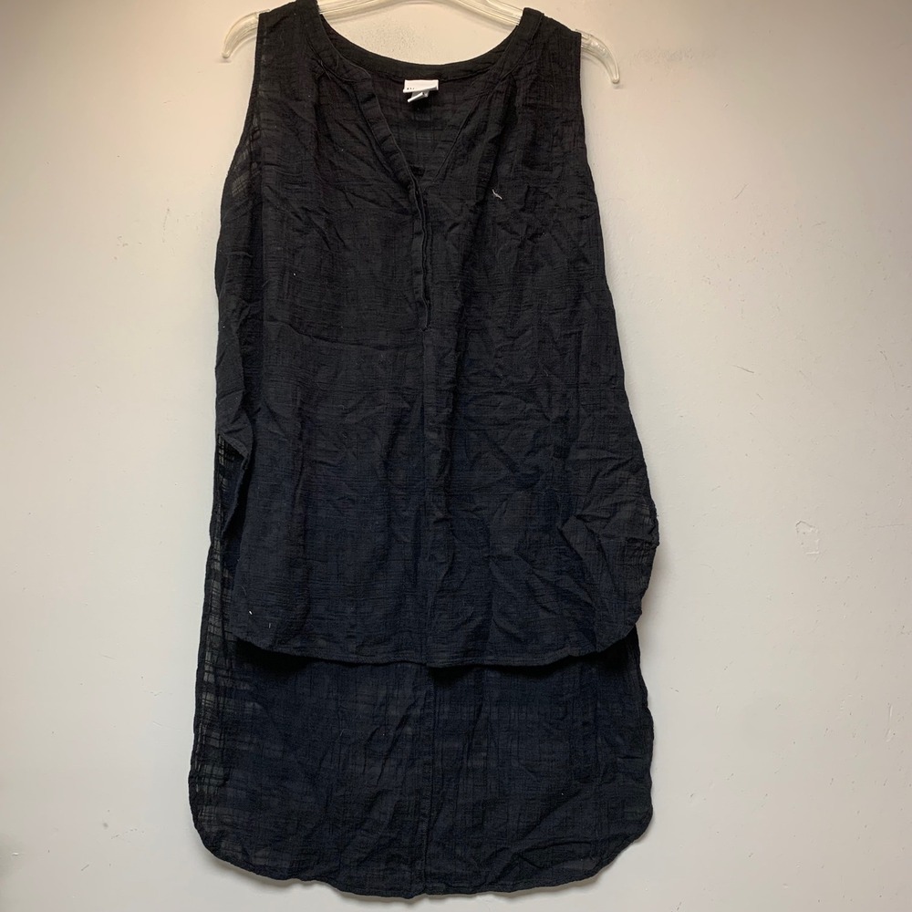 Ava & Viv Tunic Top Womens 2X Black Excellent Cotton Gauze High Low Sleeveless